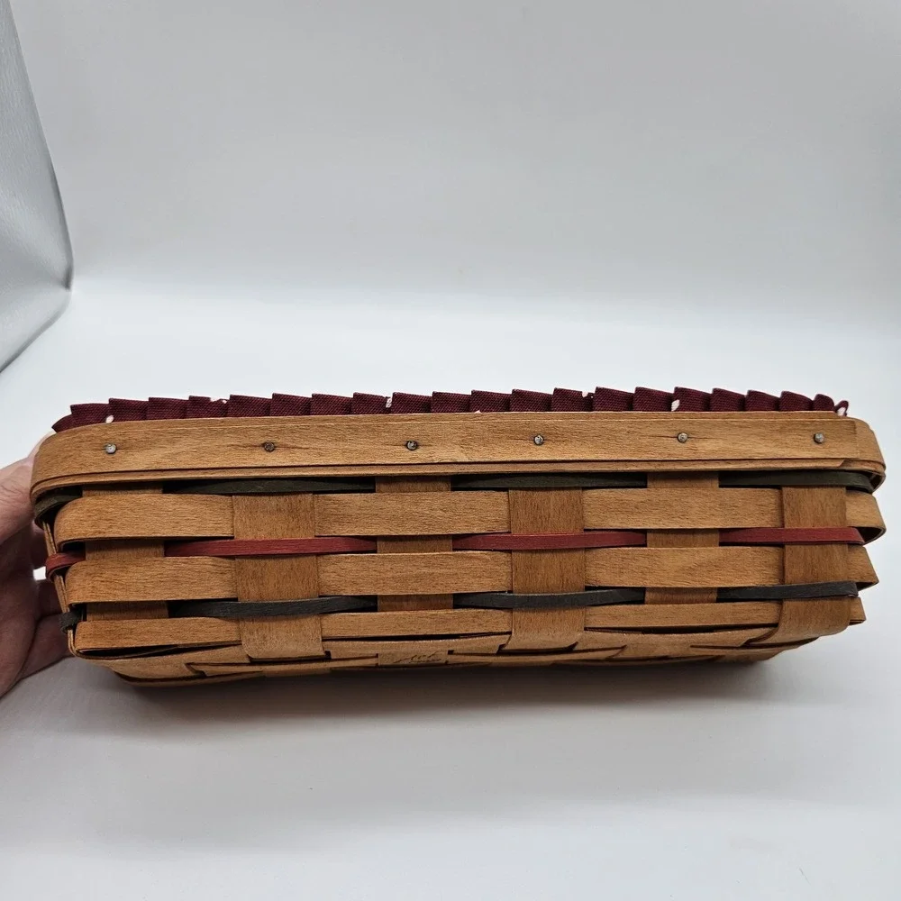 VTG 1992 Longaberger Woven Traditions Bread Cracker Basket Red Liner & Protector